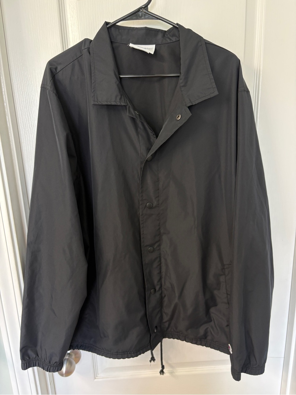 Men's Champion Black Button Up Collared Windbreak Jacket Size XL
